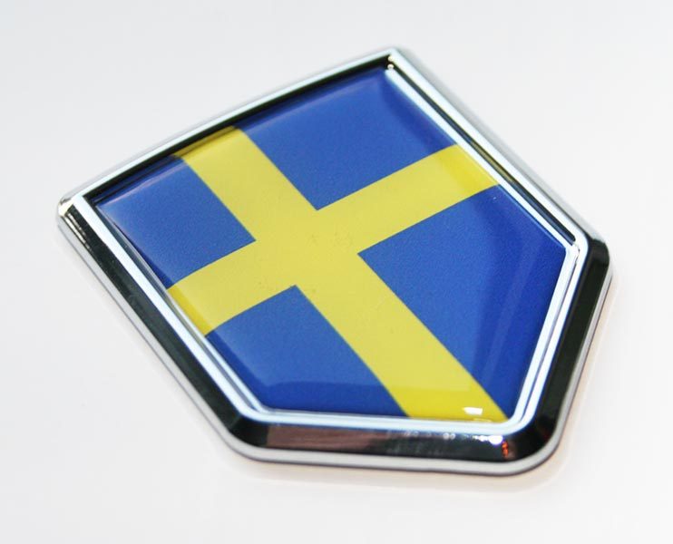Sweden Swedish Flag Crest Decal Car Chrome Emblem Sticker