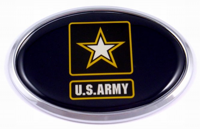 US Army Black OVAL 3D Chrome Emblem