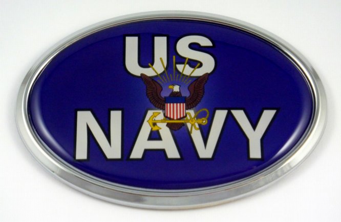 US Navy Blue OVAL 3D Chrome Emblem