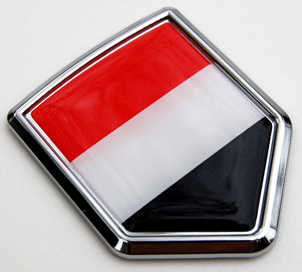 Yemen Flag Crest Decal Car Chrome Emblem Sticker