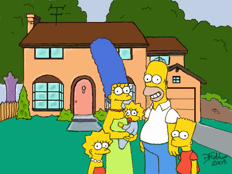 the simpson family in front of home sticker