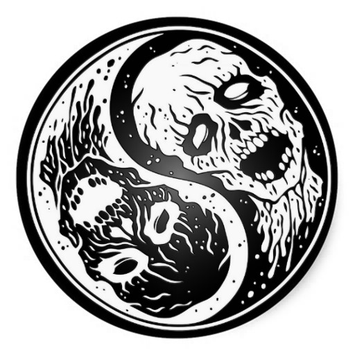 yin yang zombies white and black round sticker