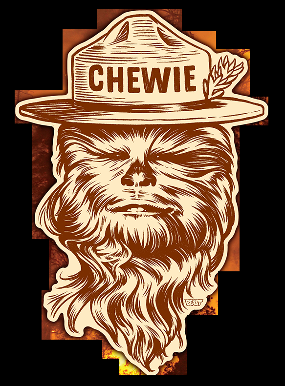 STAR WARS CHEWIE PARK RANGER STICKER