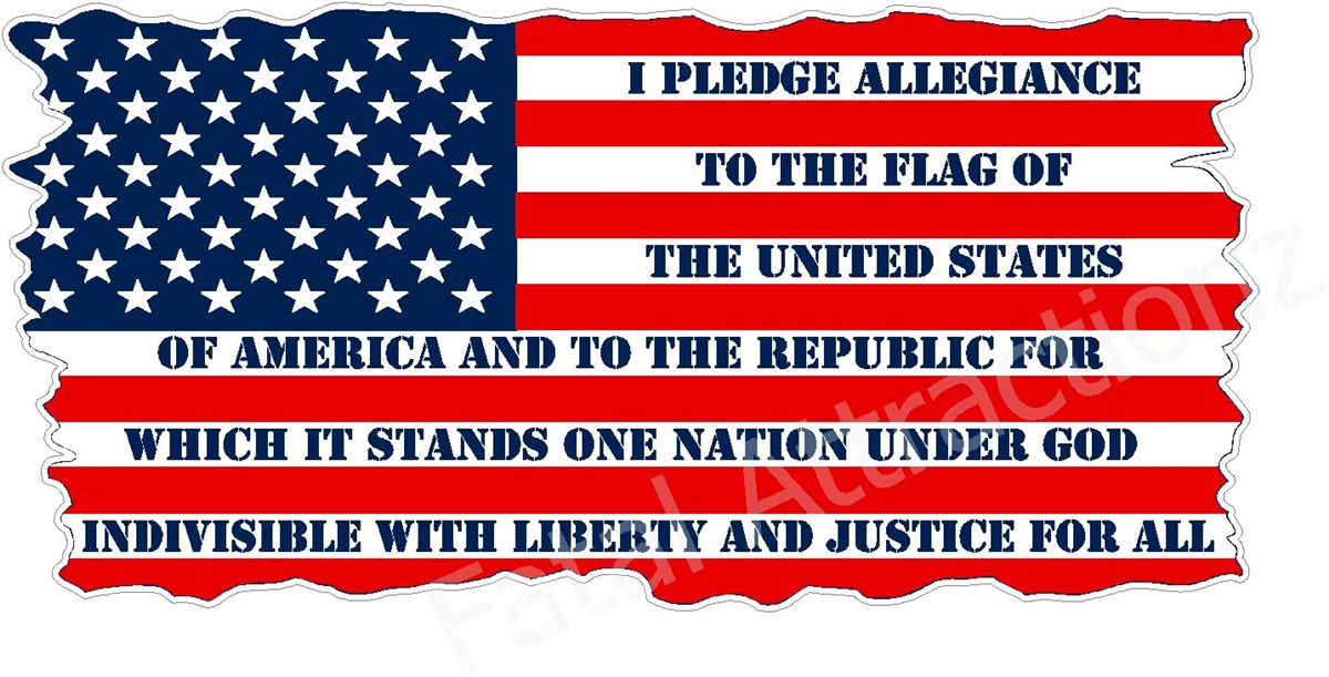 USA FLAG WITH PLEDGE COLOR STICKER