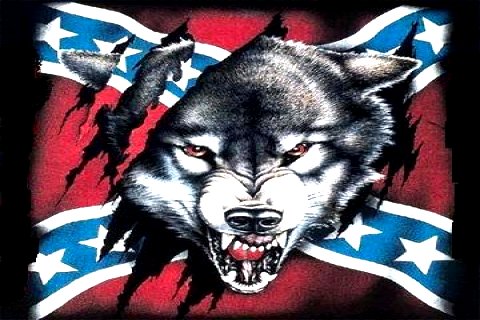 Wolf and Rebel Flag Sticker
