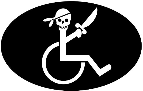 wheelchair pirate oval sticker