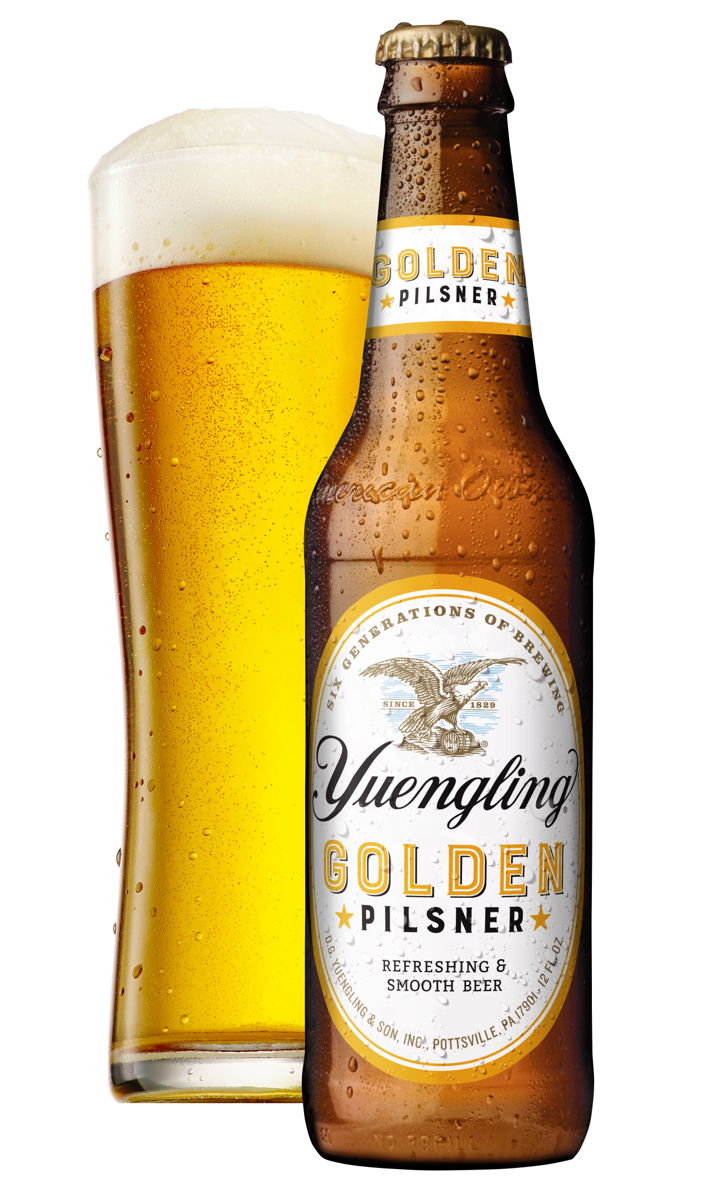 Yuenging_GOLDEN PILSNER_Bottle_with glass STICKER