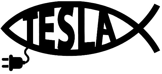 tesla plug in fish decal