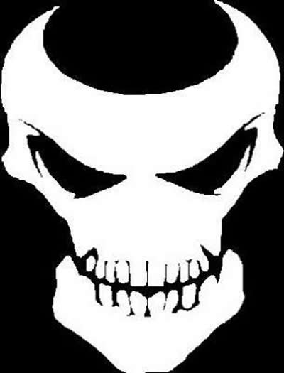 White Skull Demon Band Sticker