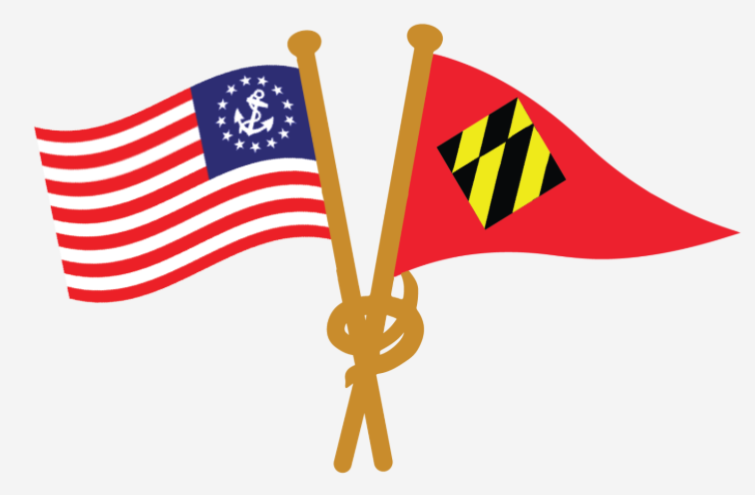 AYC burgee crossed with USA flag boating sticker