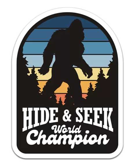Bigfoot Hide and Seek World Champion Sasquatch Retro hunting Sticker