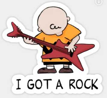 peanuts charley brown I GOT A ROCK cartoon sticker