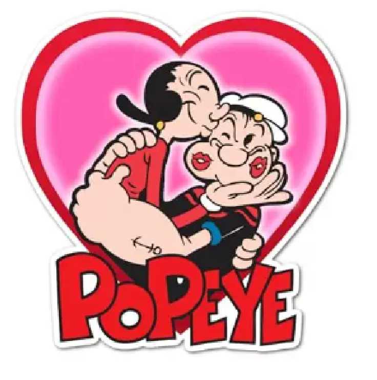 popeye and olive oil heart kiss sticker