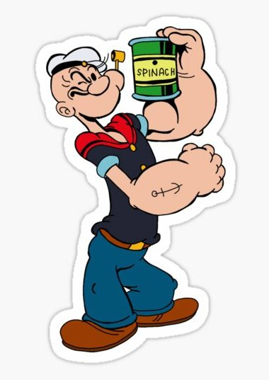 popeye with can of SPINACH cartoon sticker