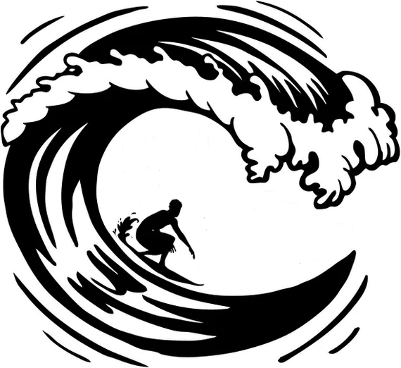 Surf Board Surfs up Surfing the Waves Hawaiian Vinyl Decal