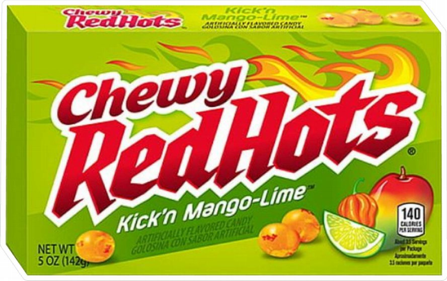 red hot chewy KICKN MANGO LIME candy box sticker