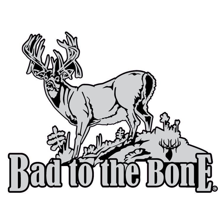 GRAY BLACK WHITE Bad to the Bone Whitetail Deer Decal