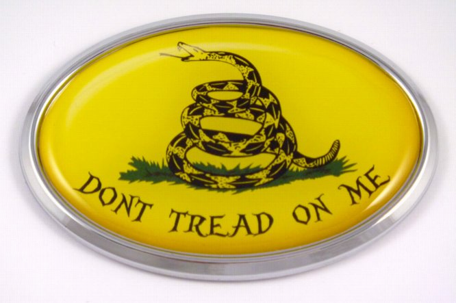 Dont Tread On Me Oval Flag 3D Chrome Emblem