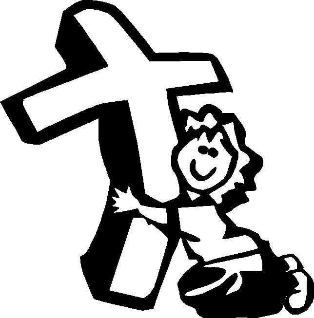 Girl Hugging cross Die Cut Vinyl Decal Sticker