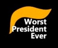TRUMP WORST PRESIDENT EVER HAIR STICKER