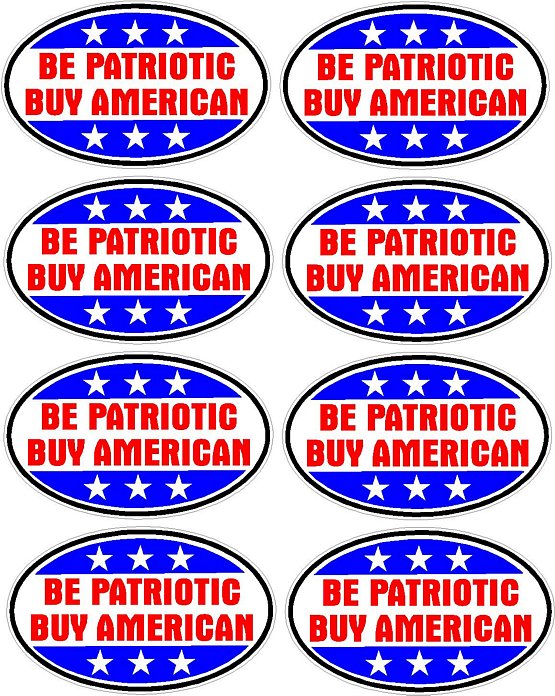 BE PATRIOTIC BUY AMERICAN OVAL Eight Pack 8-1.5x2in