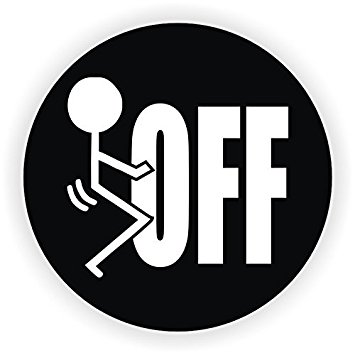 aa fuck off b&w round sticker