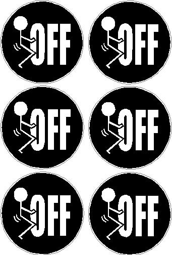 AA FUCK OFF round b&w sticker set - 6