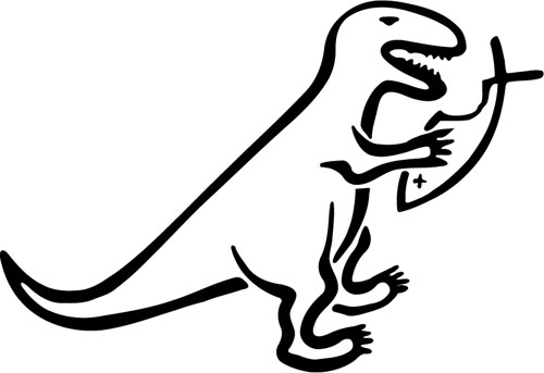 atheist dinosaur eating jesus fish die cut decal