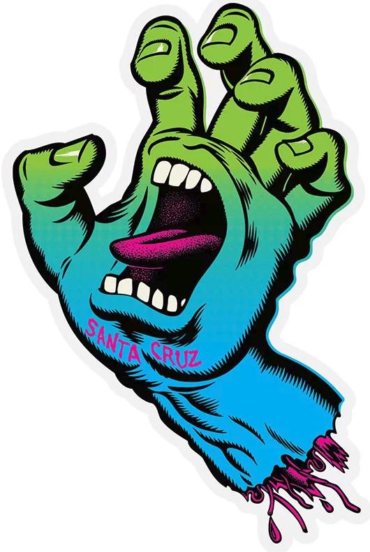 SKATER santa-cruz-neon-hand-sticker-green-blue-fade STICKER