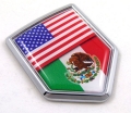 USA Mexico Flag Crest Shield 3D Adhesive Chrome Emblem