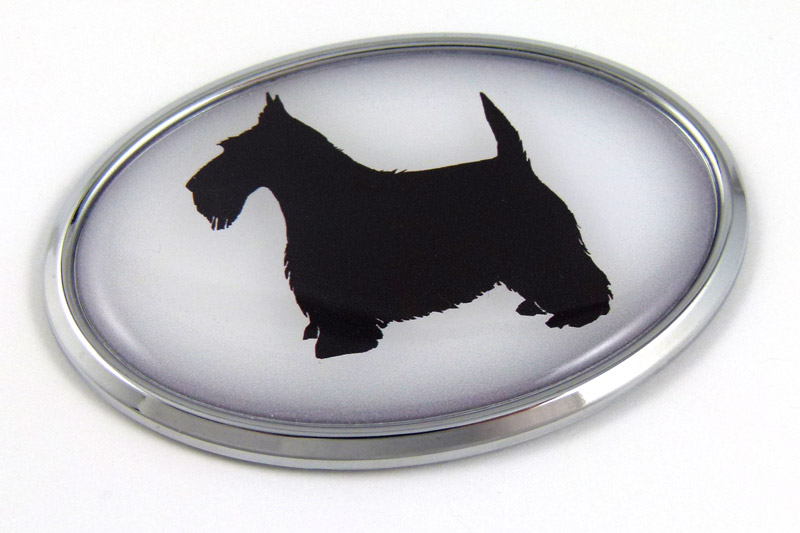 Scottish Terrier 3D Adhesive Oval Chrome Pet Emblem