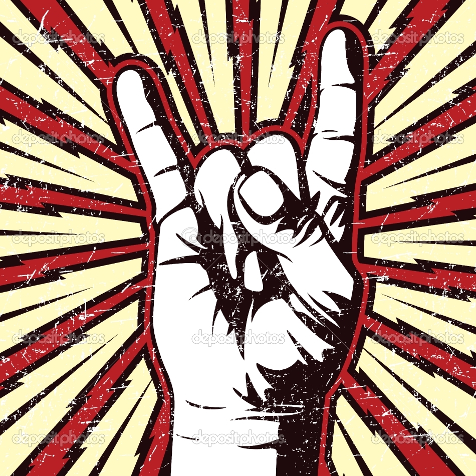 rock on hand sticker