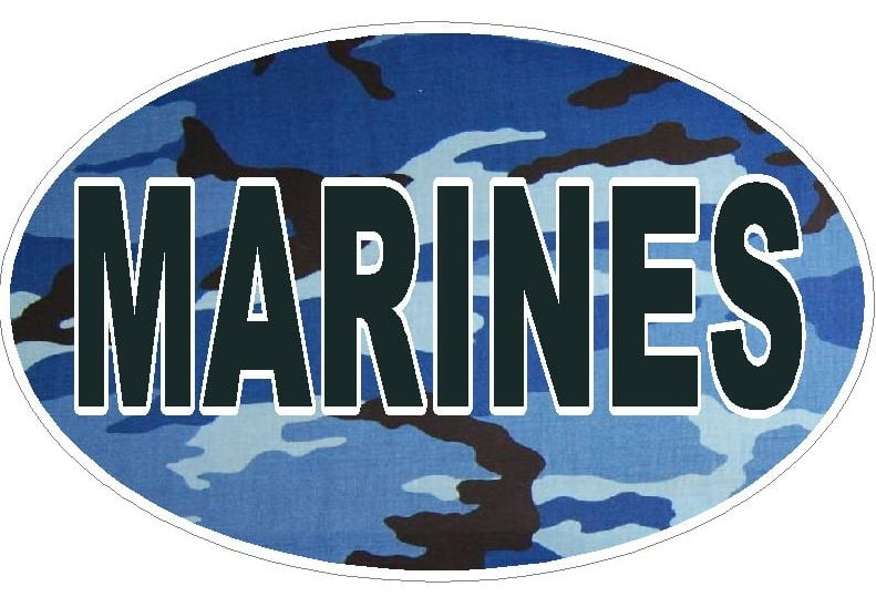 CAMO BLUE OVAL MARINES DECAL