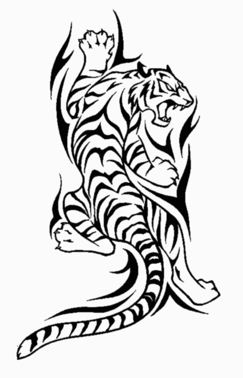Climbing Tribal Tiger Die Cut Decal