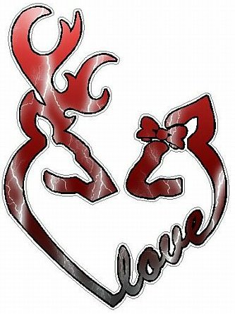 DEER HEADS HEART FILLS with LOVE lightning red