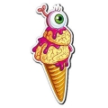 ZOMBIE BRAIN EYEBALL ICE CREAM CONE STICKER