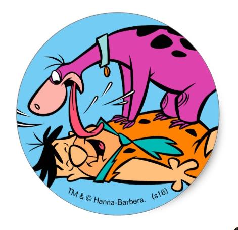 DINO LOVES FRED FLINTSTONE ROUND STICKER