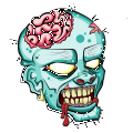 ZOMBIE HEAD BRAINS STICKER COLOR