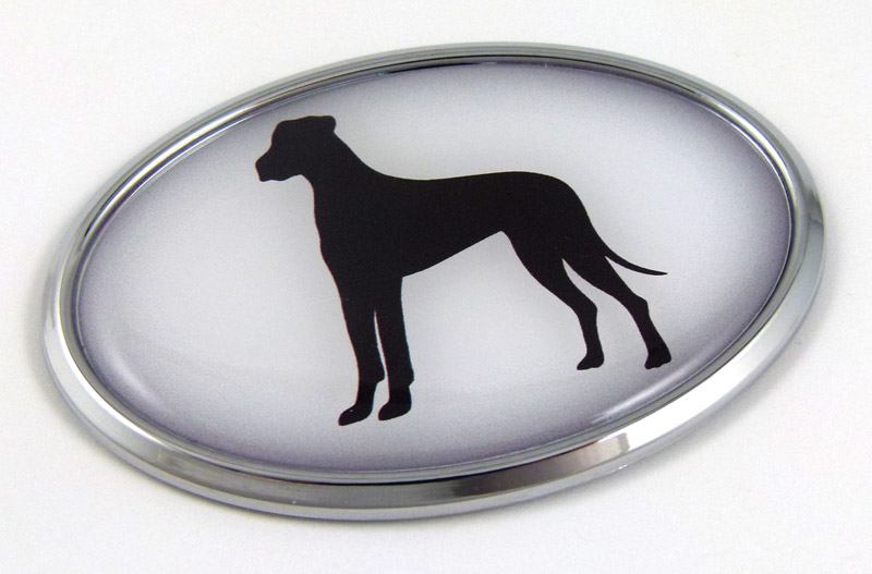 Great Dane 3D Adhesive Oval Chrome Pet Emblem