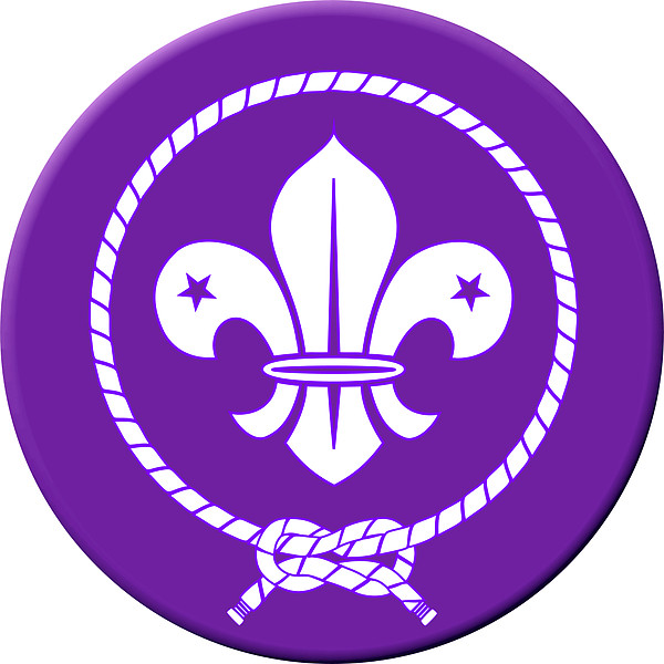 scout crest circular purple and white knot sticker