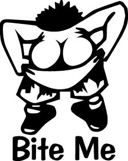 bite me die cut decal