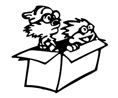 Calvin and Hobs in Box Vinyl Decal Sticker