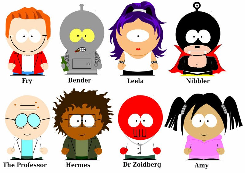 Futurama South Park Rectangular Decal