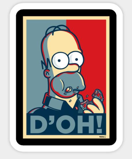 SIMPSON HOMER DOH STICKER RWB