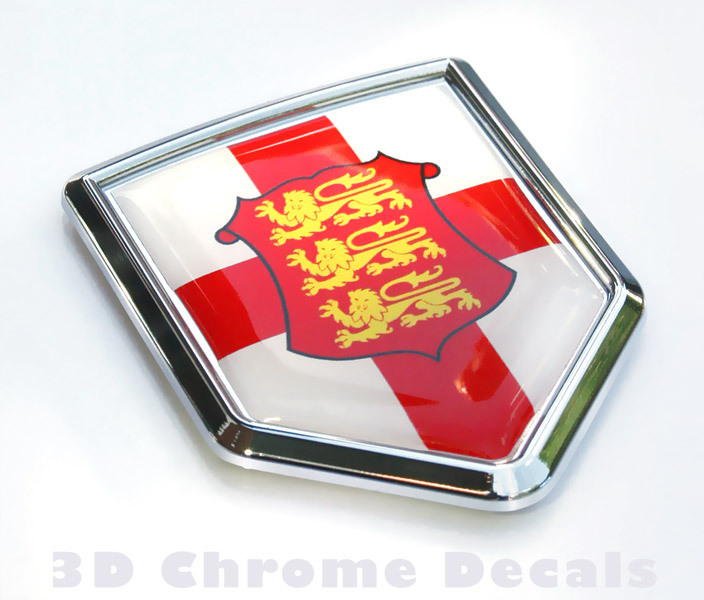 England Flag Crest of England Emblem Chrome Car Decal Sticker