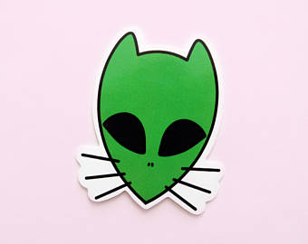 gay cat alien sticker