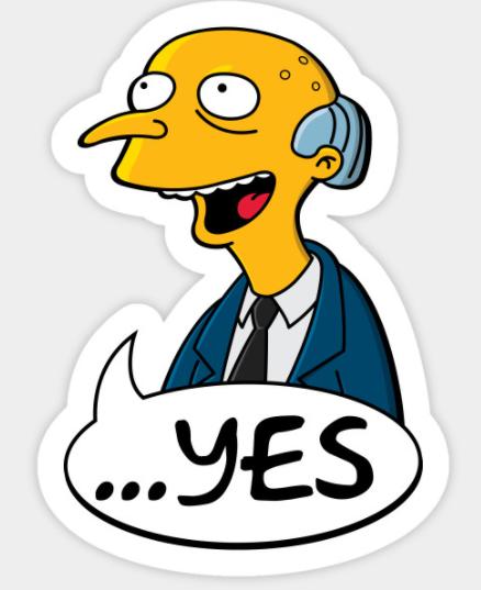 SIMPSONS MR BURNS YES STICKER