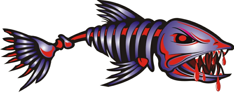 bloody fish boat stickers RIGHT