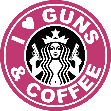i love guns and COFFEE pink sticker