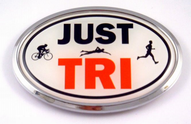 Just Tri Oval 3D Chrome Running Emblem